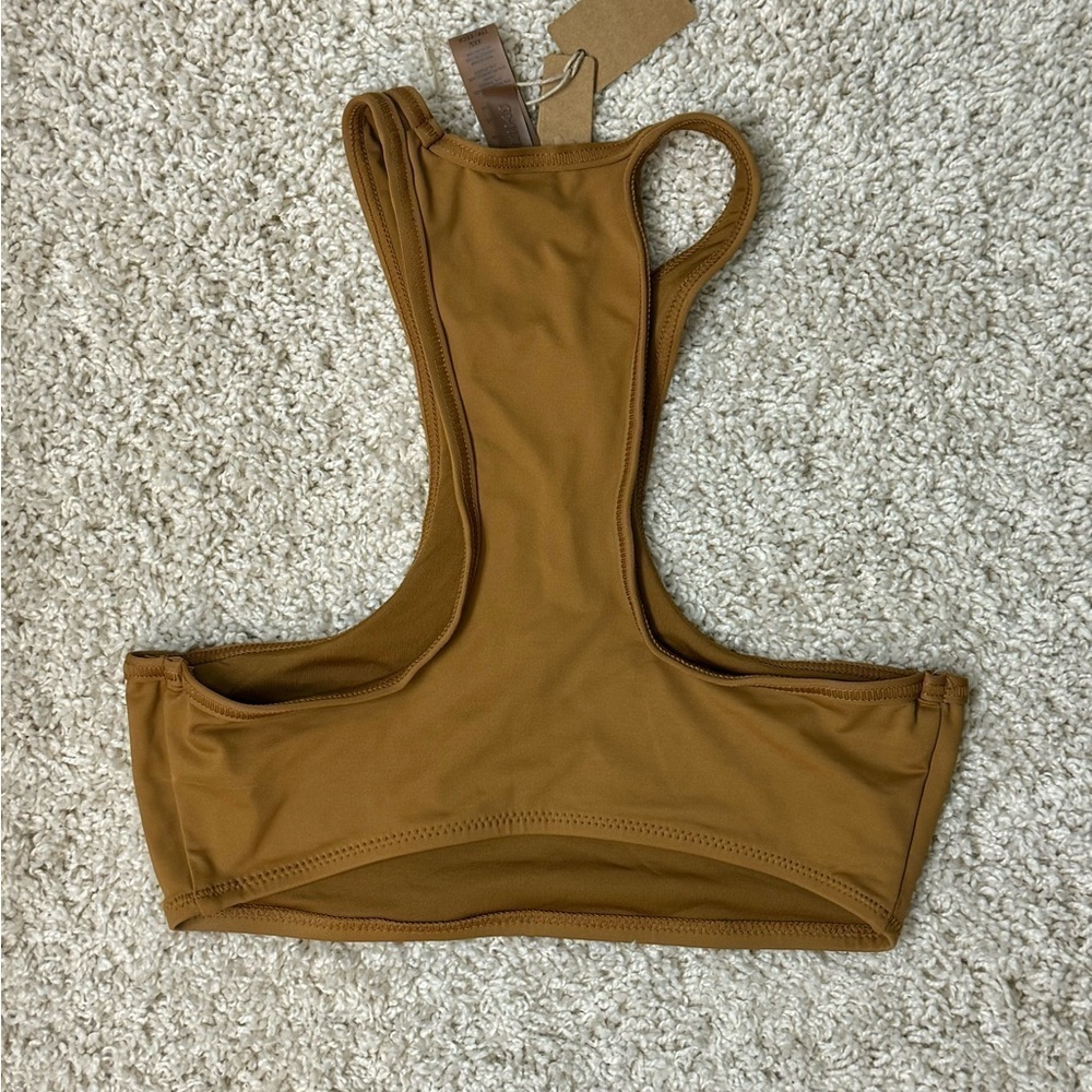 SKIMS Swim High Neck Racerback Bikini Top Almond - Size XXS - Picture 5 of 6